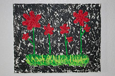 Textured Acrylic Painting of Red Flowers