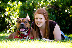 Photography of a young woman and her dog